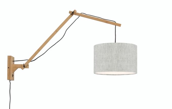 Good&Mojo Bamboe LED Wandlamp Andes | 1X E27 Max 40W | Light Linen