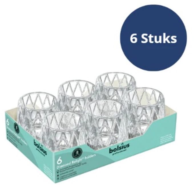 Bolsius Professional - Relight kaarshouder - Diamond - 6 stuks