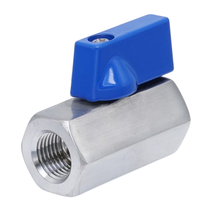 G 1/8'' F/F 2-Weg RVS Mini Kogelkraan 69 Bar PTFE - TamesonPRO 1113-018-F