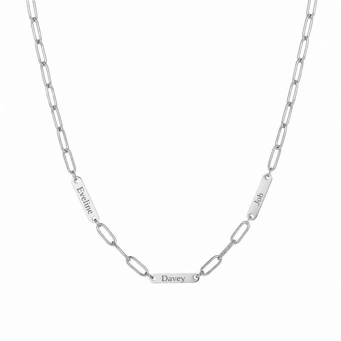 Schakelketting met 3 Namen Zilver