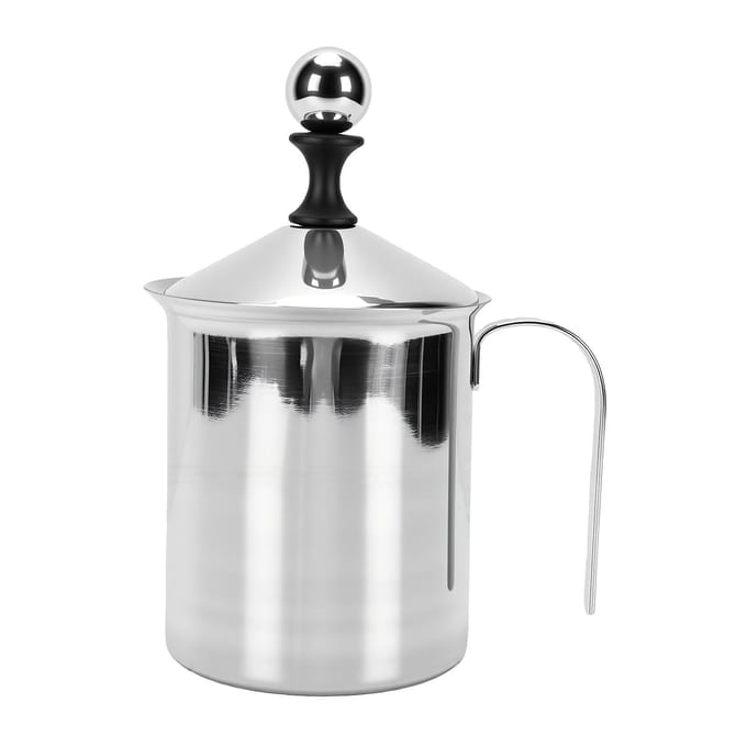 Roestvrij Staal Melkschuimer 800ml Dubbel Gaas Handmatige Schuimer voor Koffie Latte Cappuccino Warme Chocolade white