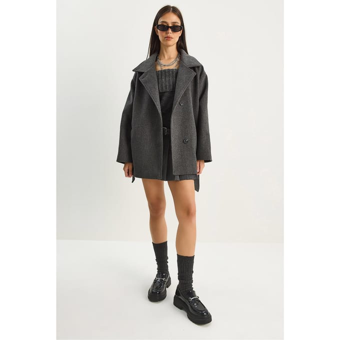 Oversized Midi Jas met Knopsluiting