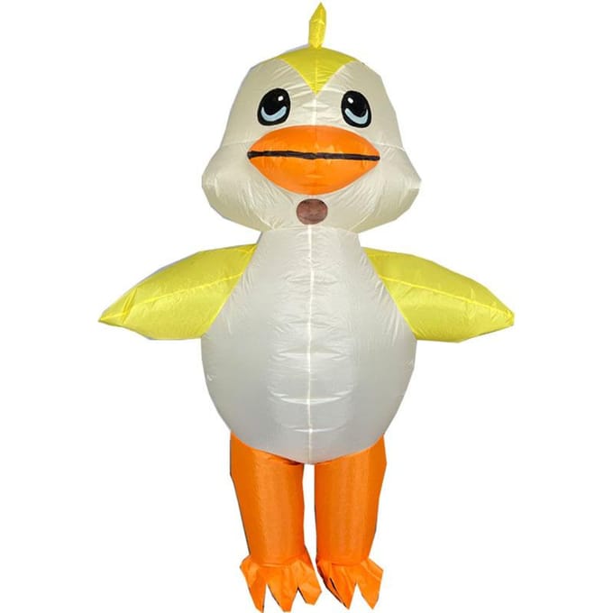 Leuk eend opblaasbaar kostuum, voor volwassenen 160-188cm geel