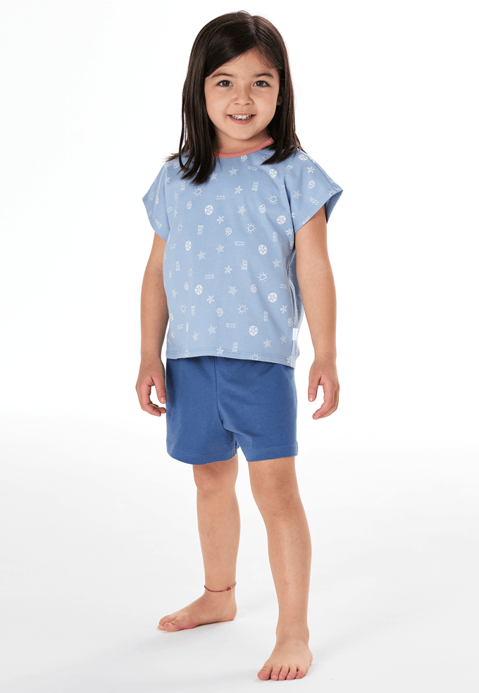 Korte pyjama met schelpjes, lichtblauw - Kids Nightwear 98