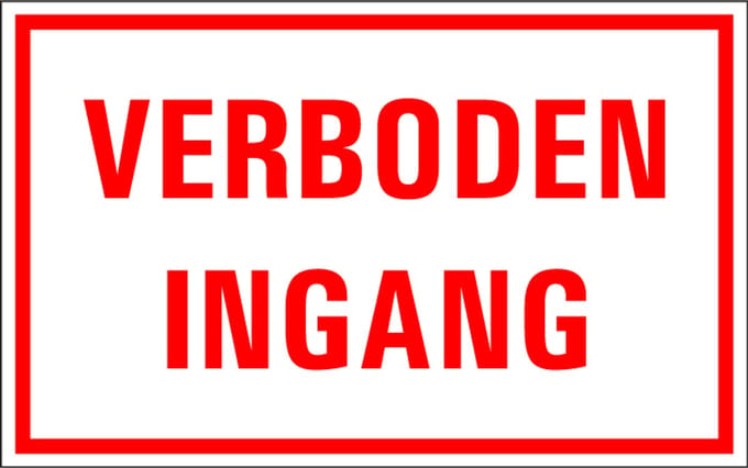 Verboden ingang tekstbord - kunststof 320 x 200 mm