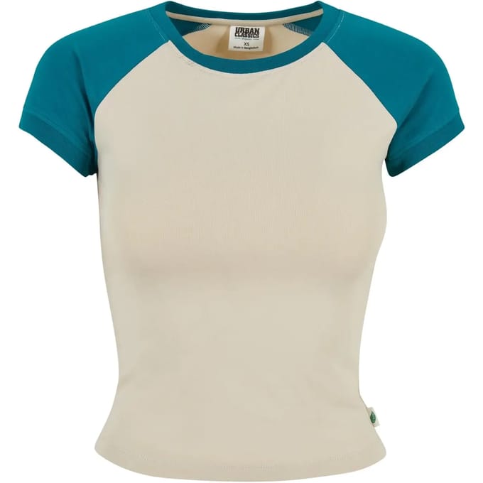 Urban Classics - Organic Stretch Short Retro Baseball Top - 5XL - Creme/Blauw