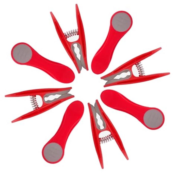 48 Wasknijpers met Soft Grip Rood-Grijs voor Gevoelige Kleding