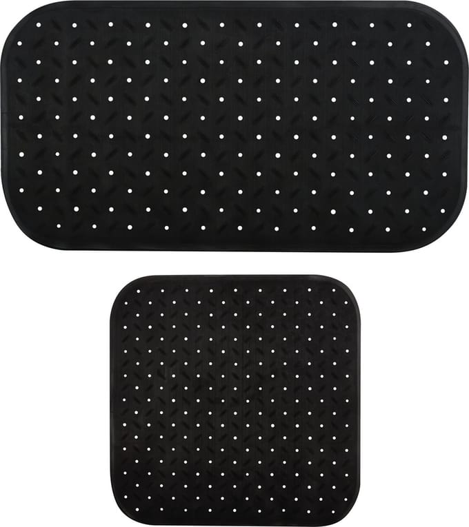 MSV Douche/bad anti-slip matten set badkamer - rubber - 2x stuks - zwart - 2 formaten