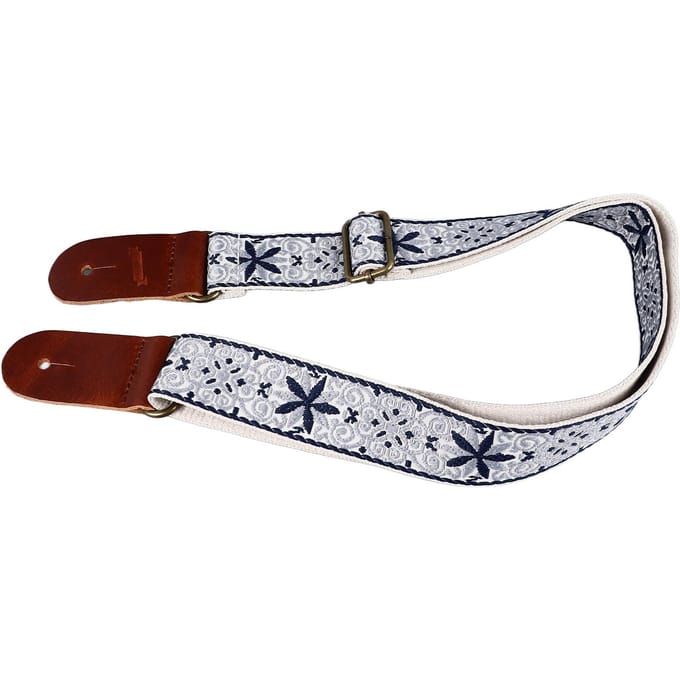 Geborduurde Ukulele Riem Etnische Stijl Verstelbare Lengte Nylon Leer Comfortabele Pasvorm Ukulele gray