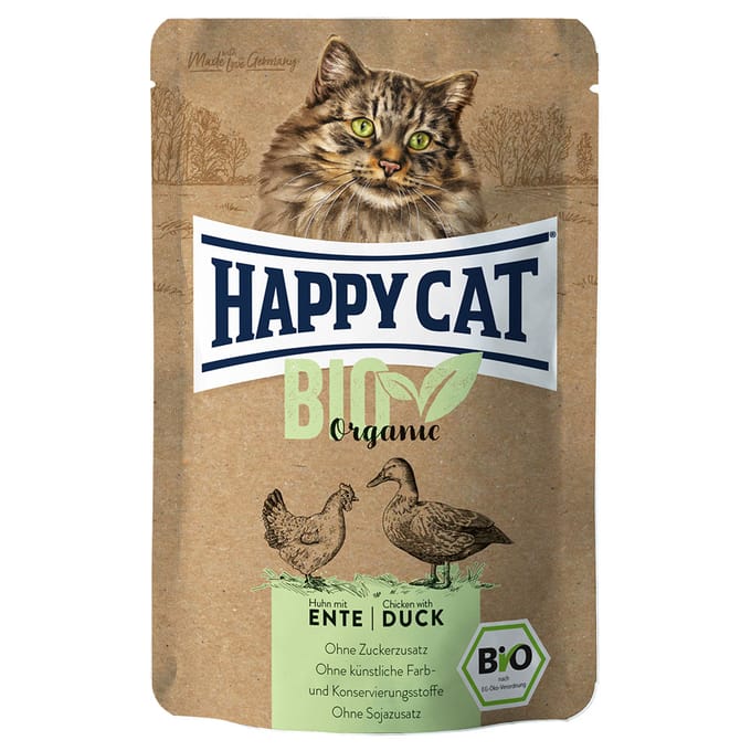 Happy Cat Bio Pouch 6 x 85 g Kattenvoer - Bio-Kip & Bio-Eend