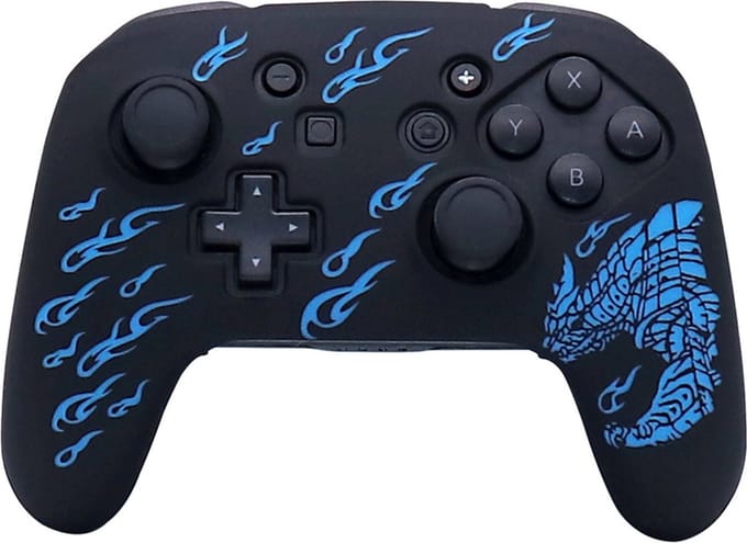 Silicone Hoes / Skin geschikt voor Nintendo Switch Pro Controller - Blauw Dragon