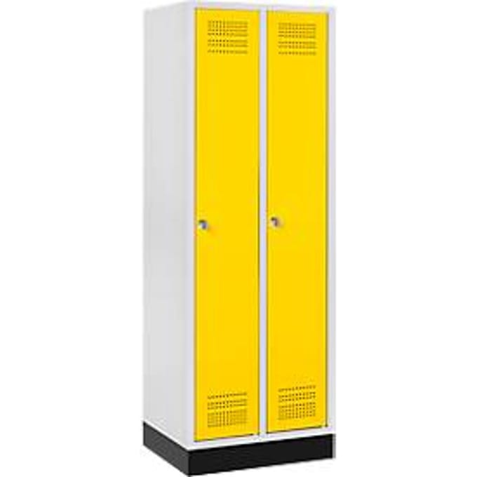 Schäfer Shop Genius Kledinglocker met fitting, 2 compartimenten, cilinderslot, lichtgrijs/geel