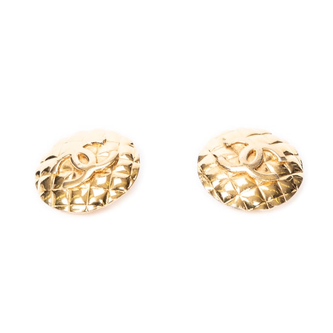 CC Quilted Round Clip On Earrings  Oorbellen