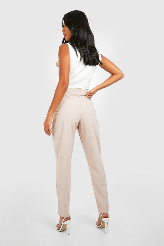 boohoo Dames Petite Super Stretch Tapered Tailored Trouser | Steen | Maat: 38