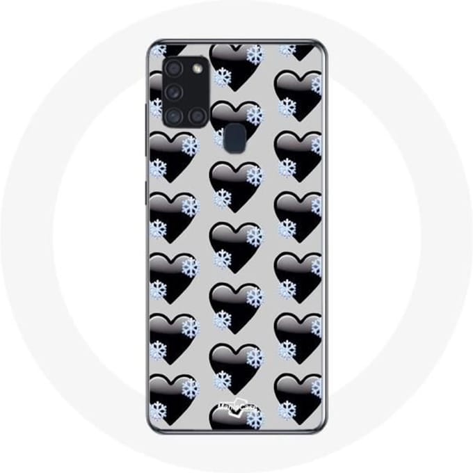 Coque Samsung Galaxy A21S Black Hearts background