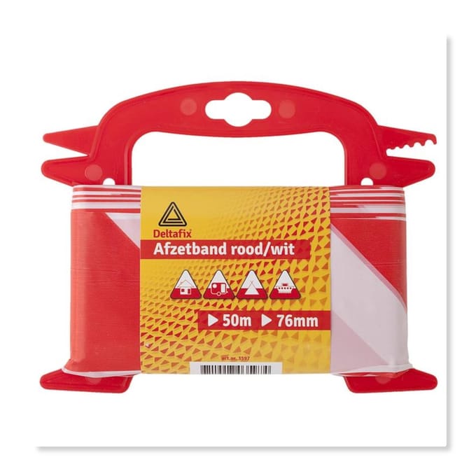 Deltafix afzetband rood / wit 25 m