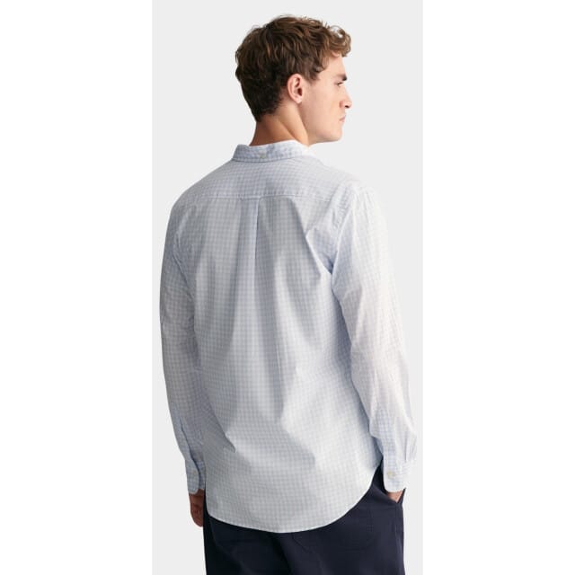 Gant Overhemd Gingham Poplin College Lichtblauw - Maat M - Heren - Overhemden Casual
