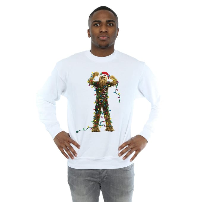 Star Wars Heren Chewbacca Kerstverlichting Sweatshirt (Wit)