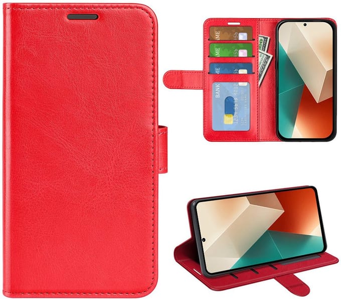 MobyDefend Hoesje - Geschikt voor Xiaomi Redmi Note 13 5G - Wallet Book Case (Sluiting Achterkant) - Rood