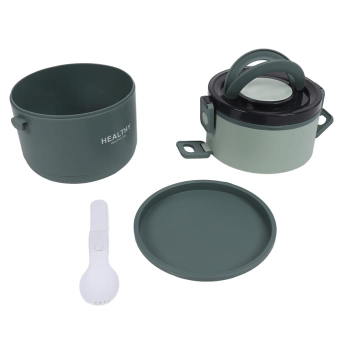 Lunchbox 2200ml Drie Laags Afneembaar Compartiment Ontwerp Draagbare Ronde Bento Box voor Thuis Kantoor groen