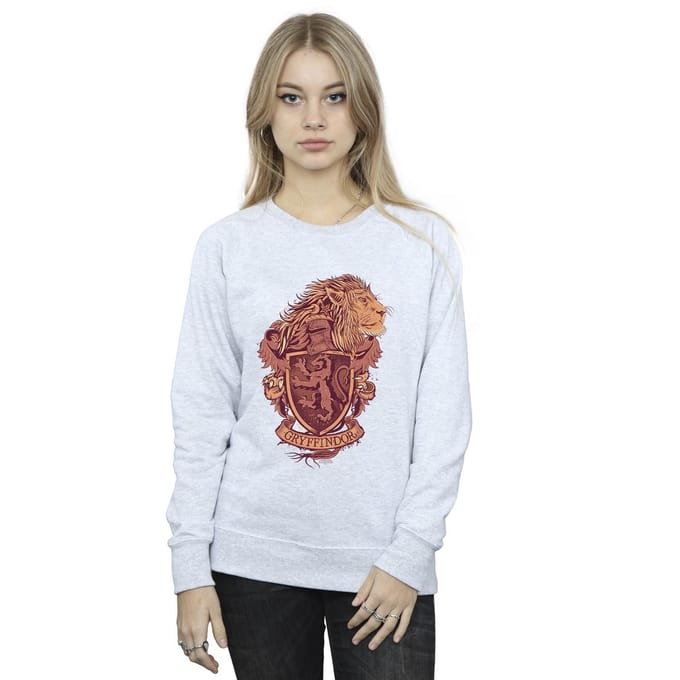 Harry Potter Dames/Dames Gryffindor Schets Crest Sweatshirt (Sportgrijs)