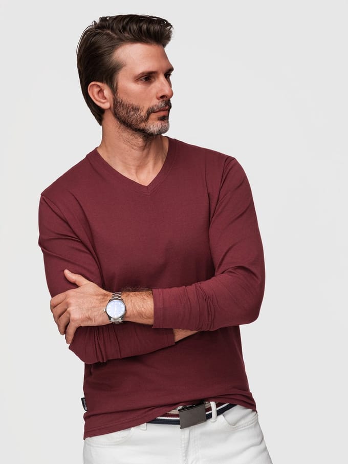 OMBRE Longsleeve - Regular Fit - Katoen - Lange Mouw Bordeaux M