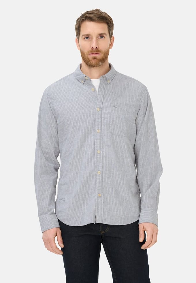 camel active Overhemd van linnenmix - Maat menswear-S - Stormblauw