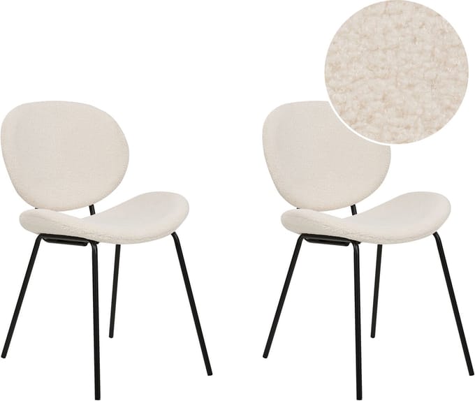 LUANA - Eetkamerstoel set van 2 - Zandbeige - Bouclé