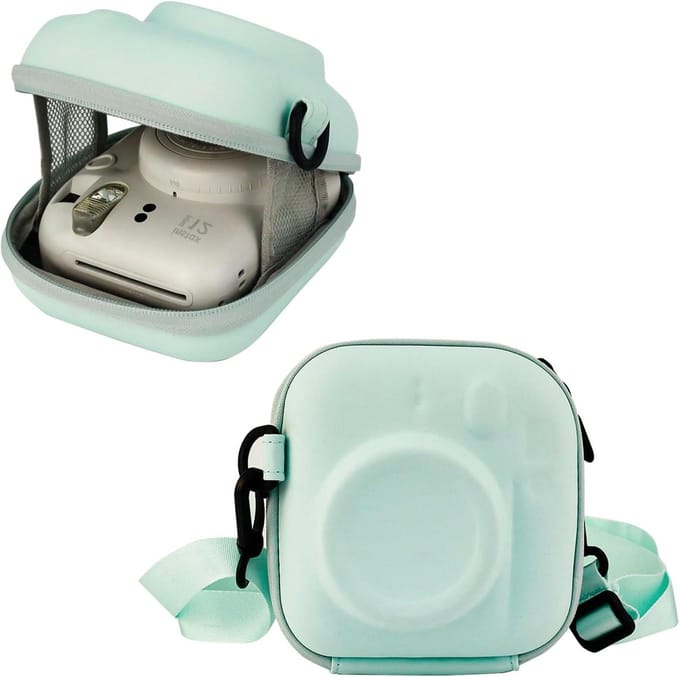 Hard EVA Storage Bag Compatible with Fujifilm Instax Mini 12/11/9/8/7/7+/40/90/99, Camera Bag with Adjustable Shoulder Strap, Mint Green, modern