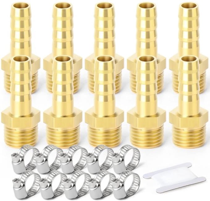 Dailygoody - Messing Slangpilaar - 10 Stuks 6mm OD Barb naar 3/8