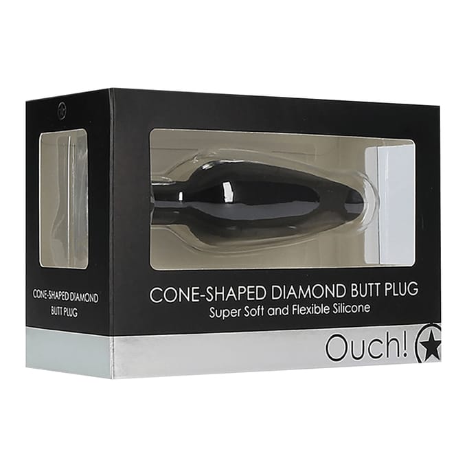 Ouch - Kegelvormige Diamond Butt Plug - Zwart