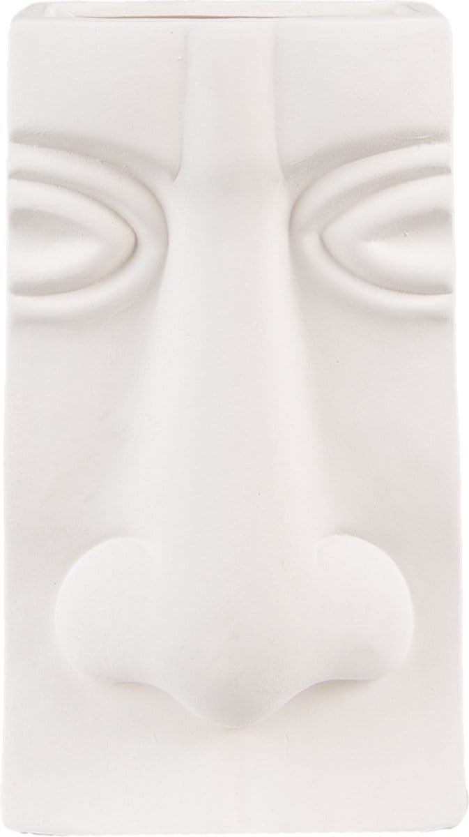 Clayre & Eef Vaas Gezicht 15x9x25 cm Wit Keramiek