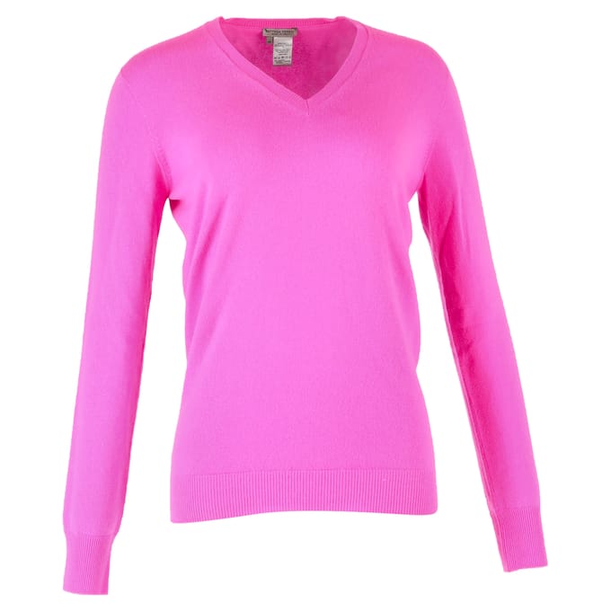 Gebreide V-hals trui van Bottega Veneta in roze wol