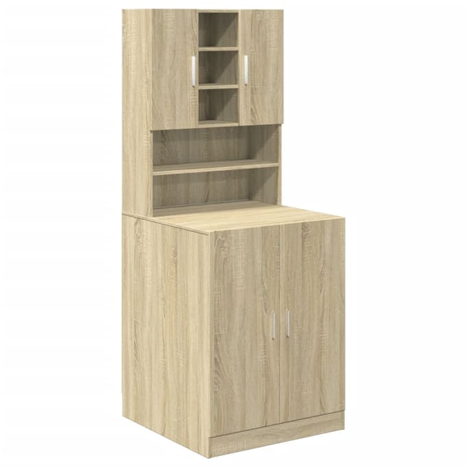 vidaXL - Wasmachinekasten - 2 - st - bewerkt - hout - sonoma - eikenkleurig