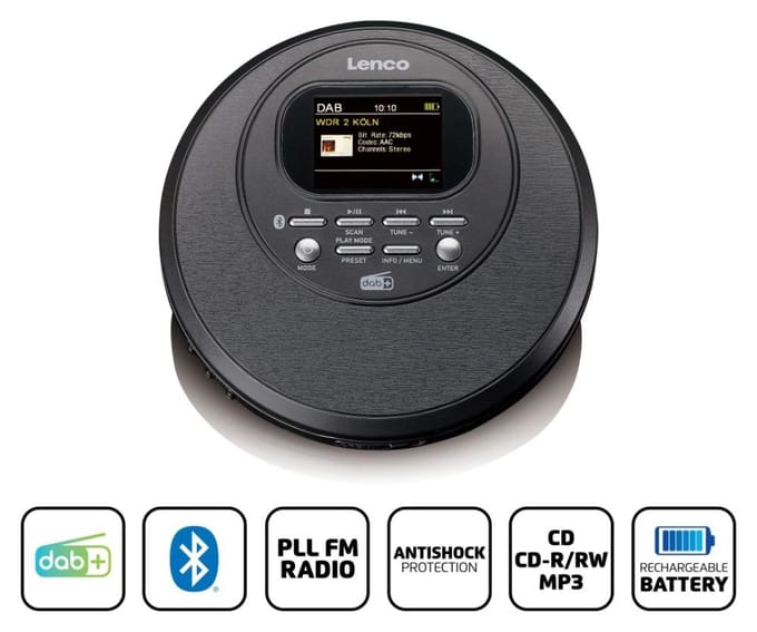 Lenco CD-500BK - Draagbare CD-speler met DAB en FM - Bluetooth - Zwart