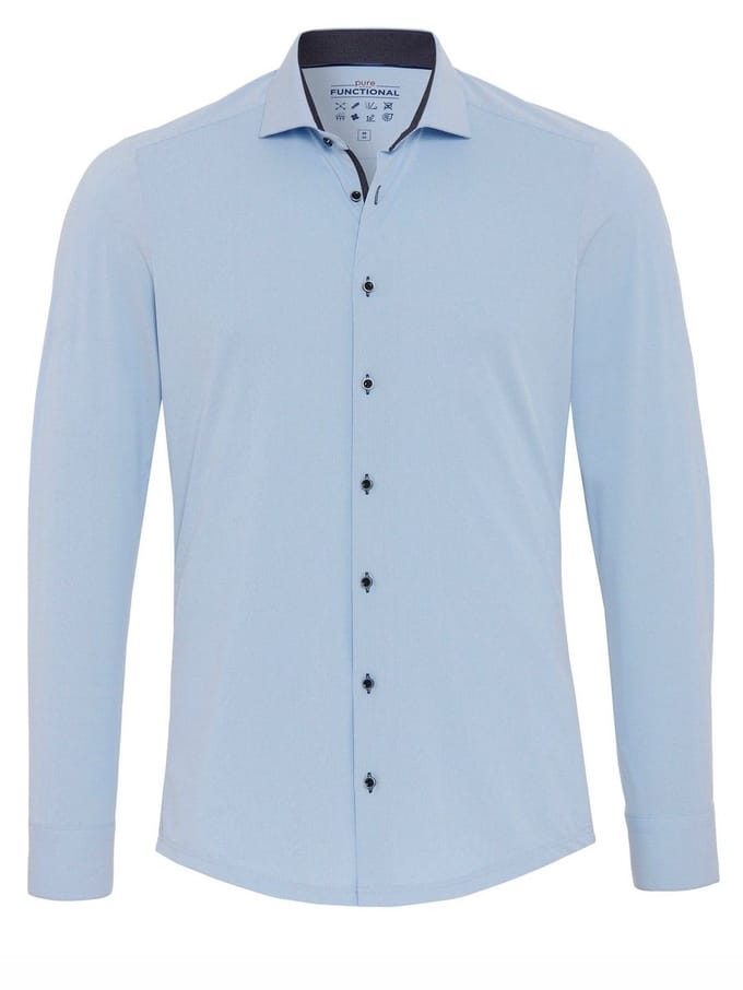 Pure Shirt Blauw - Maat 42 - Heren - Overhemden Casual