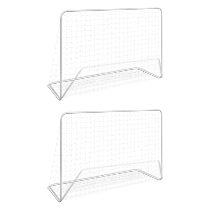 vidaXL - Voetbaldoelen - 2 - st - met - netten - 182x61x122 - cm - staal - wit