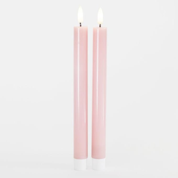 Sirius - LED-Dinerkaarsen 'Sille' (25cm hoog, Set van 2) - Licht roze