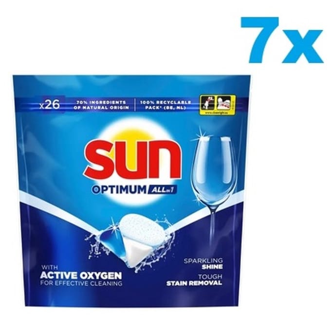 Sun All-in One - Vaatwastabletten - Regular - 182 capsules - 7 x 26 - Voordeelverpakking