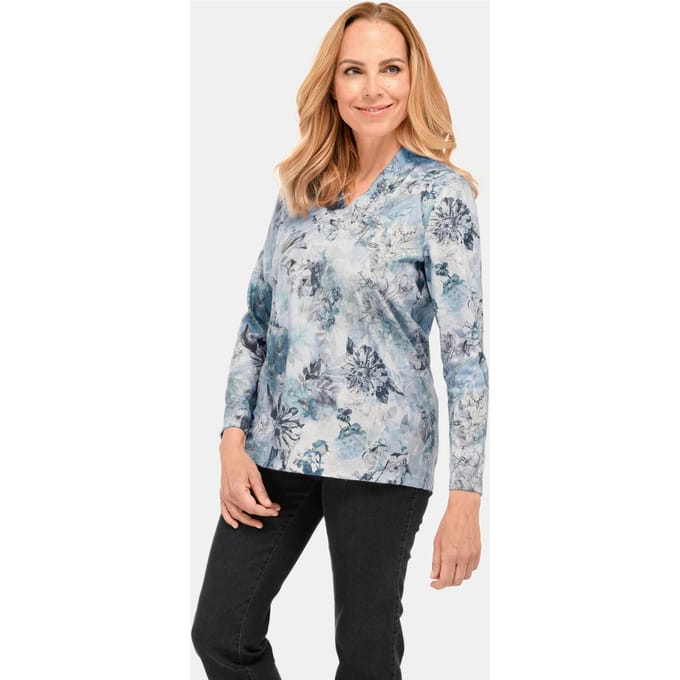 Flanellen shirt - blauw / gedess. - Gr. 54 van Goldner Fashion