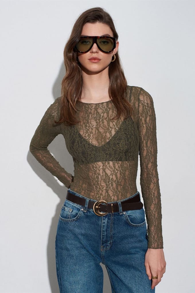 Slim Fit Kant Boot Hals Blouse