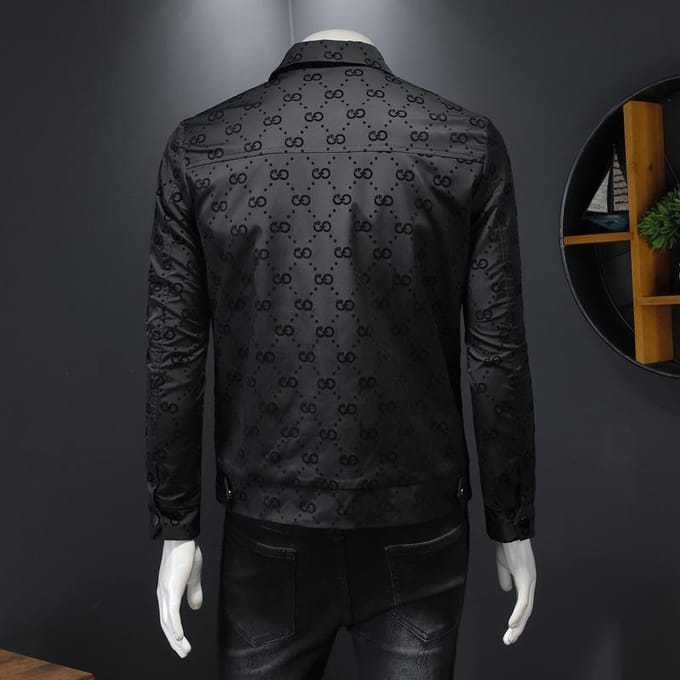 Veste de printemps pour homme grande taille à revers coupe slim L black
