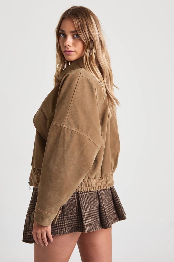 boohoo Dames Oversized nepsuede jasje | Taupe | Maat: 14
