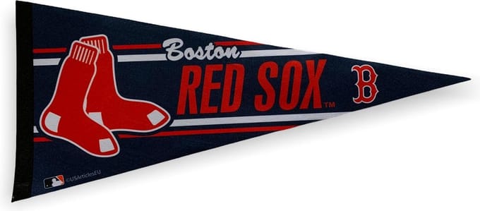 USArticlesEU - Honkbal - MLB - Vaantje - Boston Red Sox - Baseball - Pennant - Blauw/Sokken - 31 x 72 cm