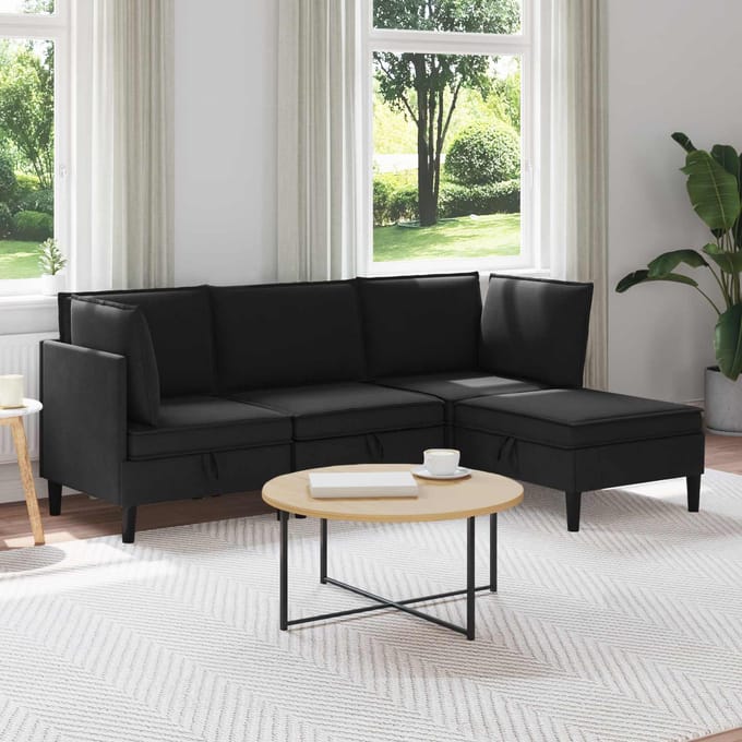 vidaXL - Woonkamer - Meubelset - 4 - st - Zwart - Stof