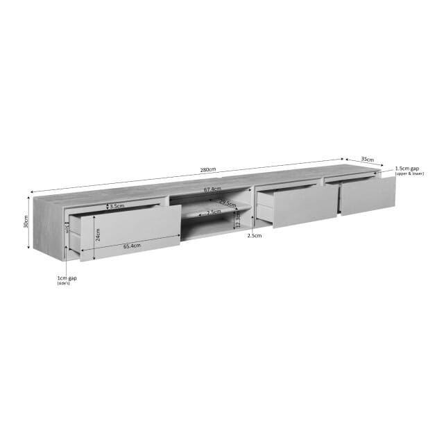 Starfurn tv meubel ambiance - 35x280x30 cm