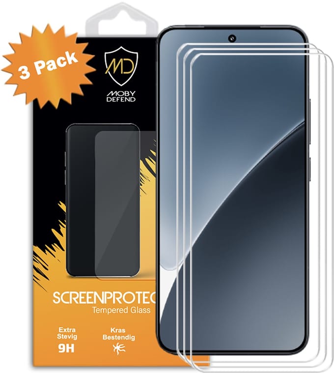 3-Pack MobyDefend Screenprotectors - Geschikt voor Xiaomi 15 - Case-Friendly Screensavers - Gehard Glas