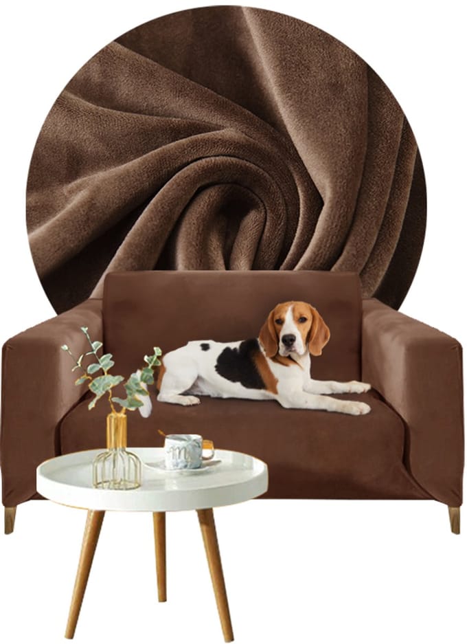 Meble odNowa - Fluwelen Sofahoes - 1-Persoons - Bruin - 90-140cm