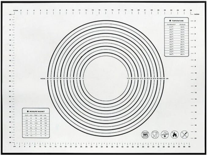 Siliconen Deegmat Silicone 60 x 40 cm - Hittebestendig - Herbruikbaar - Maataanduidingen - Groot - KELERINO. - Zwart