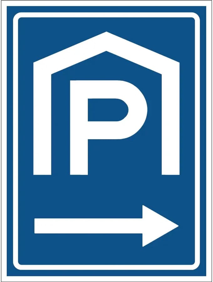 Parkeergarage rechts sticker | 28 x 21 cm